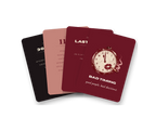 Bad Timing card game: four cards fanned out, including the burgundy card back with a cracked pocket watch